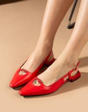 marla birinci sınıf ithal vegan deri dekolte detaylı babet kırmızı 2