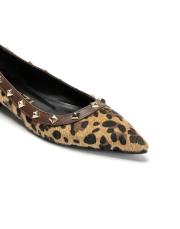 pyramidis piramit trok detaylı leopar kadın babet - kahve 2