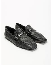wicker toka detaylı hasır kadın loafer - siyah 2