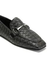 wicker toka detaylı hasır kadın loafer - siyah 3