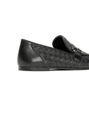 wicker toka detaylı hasır kadın loafer - siyah 4