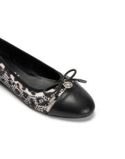 sienna taş işlemeli fiyonk detaylı leopar kadın babet - beyaz 3