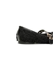 bliss altın kapsül toka detaylı fiyonklu peluş kadın babet - siyah 4