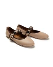 pearlita altın broş detaylı kadın babet - ten 2