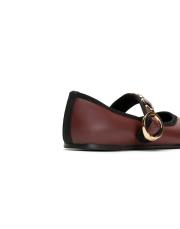 pearlita altın broş detaylı kadın babet - bordo 4