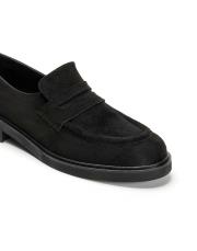 jess bant detaylı kalın tabanlı süet kadın loafer - siyah 3