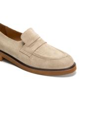 jess bant detaylı kalın tabanlı süet kadın loafer - bej 3