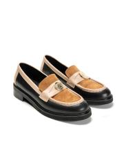 hera bantlı altın broş detaylı kalın tırtıklı kadın loafer siyah 6