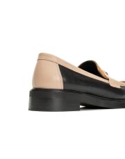 hera bantlı altın broş detaylı kalın tırtıklı kadın loafer siyah 8