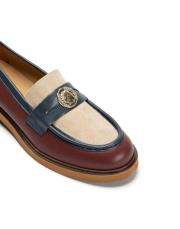 hera bantlı altın broş detaylı kalın tırtıklı kadın loafer- bordo 3