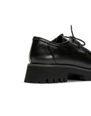 portofino bağcıklı kalın tırtıklı tabanlı vegan rustik deri kadın loafer- siyah 4