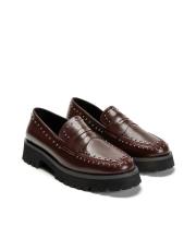 ısabella bant detaylı troklu kalın tırtıklı tabanlı kadın loafer- bordo 2