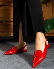 maria birinci sınıf ithal rugan deri dekolte babet kırmızı 2