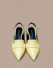 maria birinci sınıf ithal rugan deri dekolte babet sarı 2