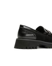 mandy zırh toka detaylı kalın tırtıklı tabanlı süet kadın loafer- siyah 4