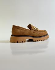 mandy zırh toka detaylı kalın tırtıklı tabanlı süet kadın loafer- taba 4