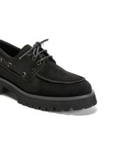 venture kuşgözü detaylı kalın tırtıklı tabanlı süet kadın loafer- siyah 3