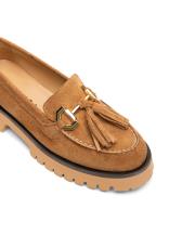 laura toka detaylı püsküllü kadın loafer- taba 3