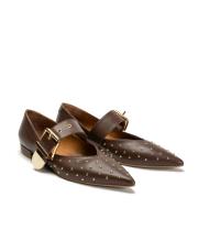 sarah toka detaylı troklu sivri burun kadın babet- kahve 2