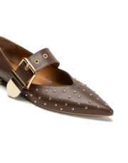 sarah toka detaylı troklu sivri burun kadın babet- kahve 3