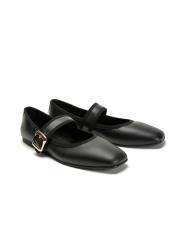 felina altın toka detaylı köşeli burun kadın babet siyah