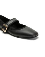 felina altın toka detaylı köşeli burun kadın babet siyah 3