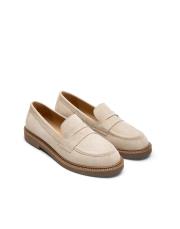 vega bant detaylı süet kadın loafer bej