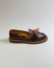 nova kuşgözü detaylı püsküllü vegan deri kadın loafer kahve 2