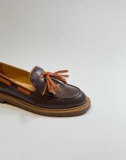 nova kuşgözü detaylı püsküllü vegan deri kadın loafer kahve 3