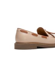 nova kuşgözü detaylı püsküllü vegan deri kadın loafer bej 4