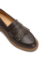 ıris bant detaylı troklu vegan deri kadın loafer kahve 3