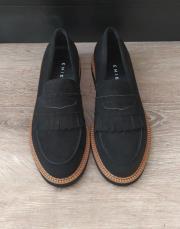 lustro bant detaylı süet kadın loafer siyah