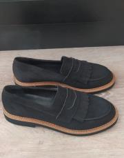 lustro bant detaylı süet kadın loafer siyah 2