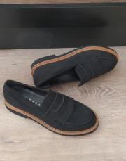 lustro bant detaylı süet kadın loafer siyah 3