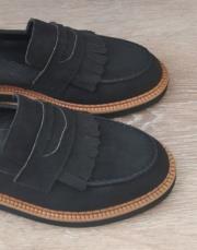 lustro bant detaylı süet kadın loafer siyah 4