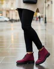 nox bağcıklı süet kadın bot bordo