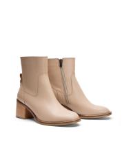 aster oval burun fermuarlı kadın bot bej