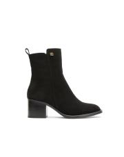 orla oval burun altın broş detaylı süet kadın bot siyah