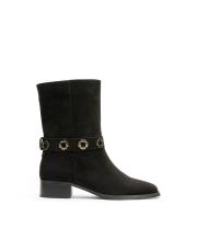 sole aksesuar detaylı süet kadın bot siyah 4