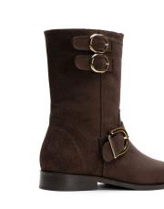 vanya küt burun toka aksesuar detaylı süet kadın bot kahve 4