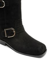 vanya küt burun toka aksesuar detaylı süet kadın bot siyah 3