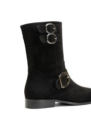 vanya küt burun toka aksesuar detaylı süet kadın bot siyah 4