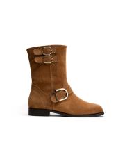 vanya küt burun toka aksesuar detaylı süet kadın bot taba 2