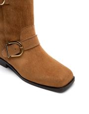 vanya küt burun toka aksesuar detaylı süet kadın bot taba 3