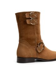 vanya küt burun toka aksesuar detaylı süet kadın bot taba 4