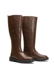 rover oval burun fermuarlı kadın çizme kahve