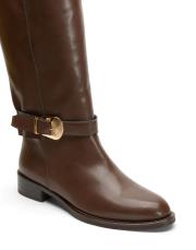 axis altın toka detaylı oval burun kadın çizme kahve 3