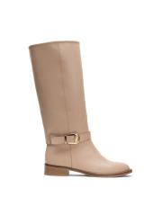 axis altın toka detaylı oval burun kadın çizme bej