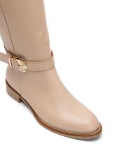 axis altın toka detaylı oval burun kadın çizme bej 3