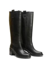 nordic oval burun kalın topuklu kadın çizme siyah 2